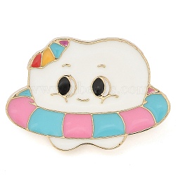 Tooth Enamel Pins, Alloy Brooches for Backpack Clothes, Swim Ring, 19x27.5mm(JEWB-Q010-03KCG-02)