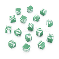 Handmade Polymer Clay Beads, No Hole, Cube, Medium Sea Green, 5~5.5x5~5.5x4~5mm, about 5500pcs/1000g(CLAY-N006-93C)