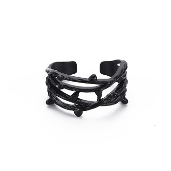 Men's Alloy Cuff Finger Rings, Open Rings, Cadmium Free & Lead Free, Branch, Electrophoresis Black, US Size 8(18.1mm)