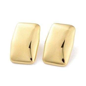 304 Stainless Steel Stud Earring, Rectangle, Golden, 31.5x20.5mm