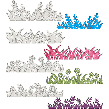 Carbon Steel Cutting Dies Stencils, for DIY Scrapbooking/Photo Album, Decorative Embossing DIY Paper Card, Grass Corner , Mixed Patterns, 3.7~5.3x14.7cm, 4pcs/set
