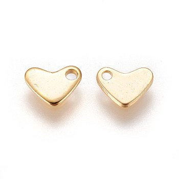 304 Stainless Steel Charms, Stamping Blank Tag, Heart, Golden, 5.5x7.5x0.9mm, Hole: 1.2mm