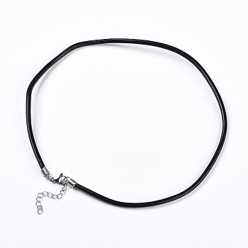 Leather Cord Necklace Making, with Stainless Steel Findings, Black, 17.7 inch~18.3 inch(45~46.5cm), 4mm