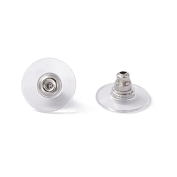 304 Stainless Steel Bullet Clutch Earring Backs, with Plastic Pads, Ear Nuts, Stainless Steel Color, 11.5x6mm, Hole: 0.7mm
