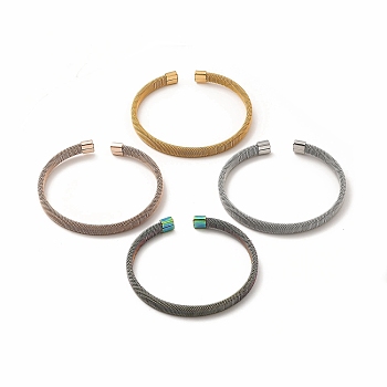 304 Stainless Steel Flat Mesh Chain Shape Open Cuff Bangle for Women, Mixed Color, Inner Diameter: 2-1/8x2-1/4 inch(5.3x5.8cm)