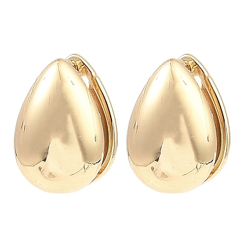 Brass Hoop Earrings, Teardrop, Light Gold, 12x12.5x8mm
