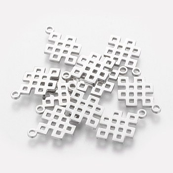 201 Stainless Steel Pendants, Knot, Stainless Steel Color, 17.4x11.5x1mm, Hole: 1.5mm