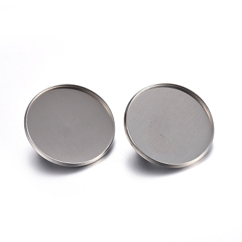 304 Stainless Steel Brooch Findings, Back Bar Findings, Flat Round, Stainless Steel Color, Tray: 25mm, 27x7mm, Pin: 0.7mm