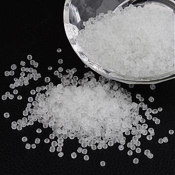 12/0 Frosted Round Glass Seed Beads, White, Size: about 2mm in diameter, hole:1mm, about 3304pcs/50g
