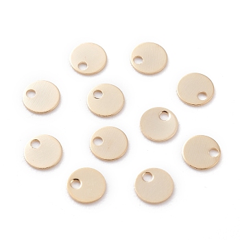 Brass Charms, Flat Round, Real 24K Gold Plated, 4x0.2mm, Hole: 0.9mm