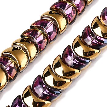 Electroplate Glass Beads Strands, Moon, Gold, 9x14x7mm, Hole: 0.9mm, about 99~101pcs/strand, 35.08~36.36''(89.1~90.9cm)