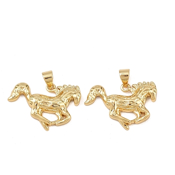 Brass Pendants, Horse Charms, Lead Free & Cadmium Free, Long-Lasting Plated, Rack Plating, Real 18K Gold Plated, 16.5x22x3mm, Hole: 5x4mm