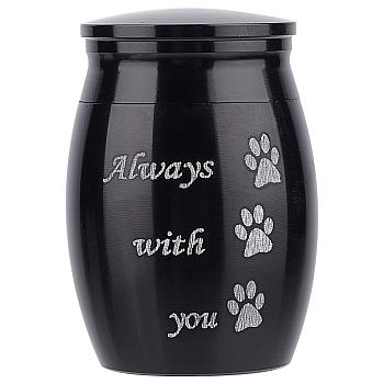 316 Stainless Steel Pet Cinerary Casket, Column with Paw Print Pattern, Gray, 40x30mm