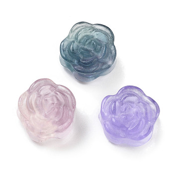 Natural Fluorite Beads, Flower, 13.5~16x13~16x9~9.5mm, Hole: 1.6mm