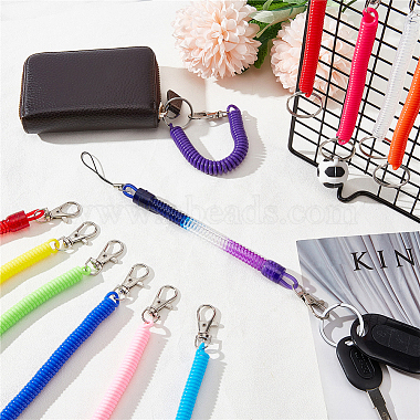 15Pcs 13 Style Plastic Spiral Retractable Spring Coil Keychain(KEYC-CP0001-02)-5
