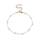 Glass Pearl Gourd Beaded Link Chain Anklet(AJEW-AN00532)-1