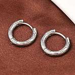 316 Surgical Stainless Textured Hoop Earrings, Antique Silver, 14x15.5x2.5mm(EJEW-C160-10B-AS)