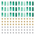 DIY Jewelry Making Kits, including 100Pcs Opaque Acrylic Imitation Gemstone Beads and 100Pcs Brass Beads, Sea Green, 3~13x3~5mm, Hole: 1~1.8mm(DIY-TA0016-11A)