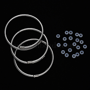 Adjustable 304 Stainless Steel Bangle Making, with Brass Cord Ends & Rubber O Rings, Stainless Steel Color, 3mm, Inner Diameter: 2-1/4 inch(5.6cm), about Bangle 10pcs, Rubber O Rings: 20pcs(STAS-R066-11)