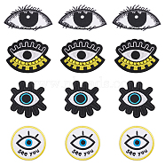 20Pcs 4 Styles Evil Eye Cotton Embroidery Iron on Clothing Patches, Costume Accessories, Appliques, Mixed Color, 48~65x63.5~88x1.2~1.5mm, 5pcs/style(DIY-NB0010-14)