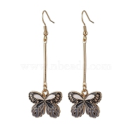 Alloy Enamel Butterfly Dangle Earrings, Gray, 67x22mm(EJEW-JE05604-04)