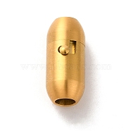 Ion Plating(IP) 304 Stainless Steel Locking Tube Magnetic Clasps, Oval, Matte Gold Color, 17.5x8.5x8mm, Hole: 4mm(STAS-F194-14G)