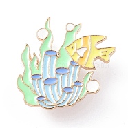 Colorful Ocean Theme Enamel Pin, Light Gold Alloy Badge for Backpack Clothes, Fish Pattern, 28x27x1.8mm, Pin: 1mm(JEWB-A007-02KCG-B)