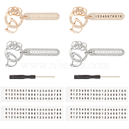 CHGCRAFT 4 Sets 2 Colors DIY Numeral Charm Keychain Making Kit, Including Alloy Keychain Clasp with Rhinestone, Paper Stickers, Iron Tool, Golden & Stainless Steel Color, 2 Sets/color(DIY-CA0004-48)