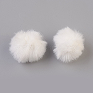 Handmade Faux Rabbit Fur Pom Pom Ball Covered Pendants, Fuzzy Bunny Hair Balls, with Elastic Fiber, White, 50~60mm, Hole: 4x5mm(WOVE-F021-B17)