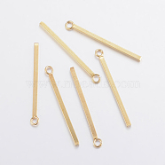 304 Stainless Steel Pendants, Rectangle/Bar, Real 24K Gold Plated, 28x1.5x1.5mm, Hole: 2mm(STAS-F155-19G-C)
