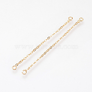 Brass Chain Links connectors, Nickel Free, Real 18K Gold Plated, 55x3x1mm, Hole: 1.5mm(X-KK-Q735-165G)