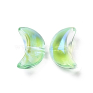 Transparent Electroplate Glass Beads, AB Color Plated, Moon, Lime, 14x9x6.5mm, Hole: 1.2mm(GLAA-F122-01E)
