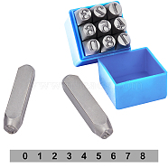 Steel Stamps, Including Number 0~9, Stainless Steel Color, 73x15x15mm(AJEW-WH0120-55I)