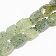Natural Prehnite Beads Strands, Flat Slab Beads, Nuggets, 19~23x15~18mm, Hole: 0.8mm, about 19pcs/strand, 15.3 inch(G-S308-05)