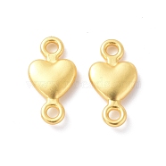 Rack Plating Alloy Connector Charms, Heart Links, Cadmium Free & Lead Free & Nickle Free, Matte Gold Color, 14.5x7.5x2.5mm, Hole: 1.6mm(FIND-I036-26MG)