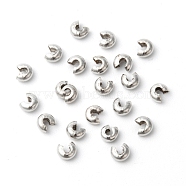 Iron Crimp Beads Covers, Cadmium Free & Lead Free, Platinum Color, Size: About 3mm In Diameter, Hole: 1.2~1.5mm(X-IFIN-H028-N)