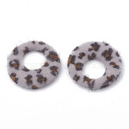Faux Mink Fur Covered Pendants, with Aluminum Bottom, Flat Round, Platinum, Plum, 42.5x40x5mm, Hole: 1mm(WOVE-N009-09F)