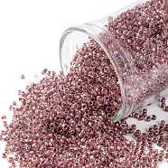 TOHO Round Seed Beads, Japanese Seed Beads, (186) Inside Color Luster Crystal/Terra Cotta Lined, 15/0, 1.5mm, Hole: 0.7mm, about 3000pcs/bottle, 10g/bottle(SEED-JPTR15-0186)
