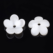 4-Petal ABS Plastic Imitation Pearl Bead Caps, Flower, Creamy White, 17.5x18x6mm, Hole: 2mm(OACR-S020-32)