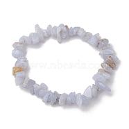 Natural Blue Lace Agate Chip Beaded Stretch Bracelets, Inner Diameter: 2~2-1/8 inch(5.2~5.5cm)(BJEW-JB10868-03)