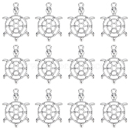 80Pcs Tibetan Style Zinc Alloy Pendants, Hollow, Sea Turtle, Antique Silver, 25.5x18x3.6mm, Hole: 1.8mm(FIND-SC0007-16)