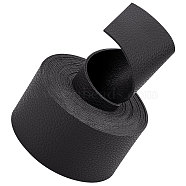 2M Flat Single Face Lychee Pattern Imitation Leather Band, Black, 37.5x1.8mm, about 2.19 Yards(2m)/Roll(LC-WH0010-02B-01)