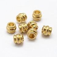 Brass Beads, Barrel, Nickel Free, Raw(Unplated), 6x5mm, Hole: 3mm(KK-P095-42)