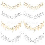 8Pcs 4 Style 201 Stainless Steel Pendants, Filigree Joiners Findings, Laser Cut, Olive Branch & Star, Golden & Silver, 2pcs/style(STAS-DC0006-53)