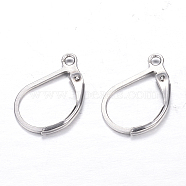 304 Stainless Steel Leverback Earring Findings, with Loop, Stainless Steel Color, 16x10.5x2mm, Hole: 1.5mm, Pin: 1mm(STAS-M217-03)