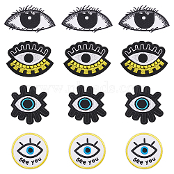 20Pcs 4 Styles Evil Eye Cotton Embroidery Iron on Clothing Patches, Costume Accessories, Appliques, Mixed Color, 48~65x63.5~88x1.2~1.5mm, 5pcs/style(DIY-NB0010-14)