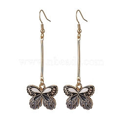 Alloy Enamel Butterfly Dangle Earrings, Gray, 67x22mm(EJEW-JE05604-04)
