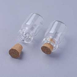 Mini Cute Small Glass Jar Glass Bottles, Decorative Storage Pendants, Wishing Bottle, with Cork Stopper, Clear, 2.2x1.5cm, Bottleneck: 0.7m, Capacity: 2ml(0.07 fl. oz)(AJEW-H004-5)