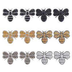 Rhinestones Sew on/Iron on Patches, Appliques, Costume Accessories, Bee, Mixed Color, 68x80x2mm, 6 colors, 2pcs/color, 12pcs/box(DIY-FG0001-38)