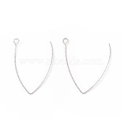 Tarnish Resistant Ion Plating(IP) 316 Stainless Steel Earrings Finding, Earring Hooks, with Horizontal Loop, Stainless Steel Color, 40x25x0.7mm, Hole: 2.5mm, 21 Gauge, Pin: 0.7mm(STAS-B025-02P)